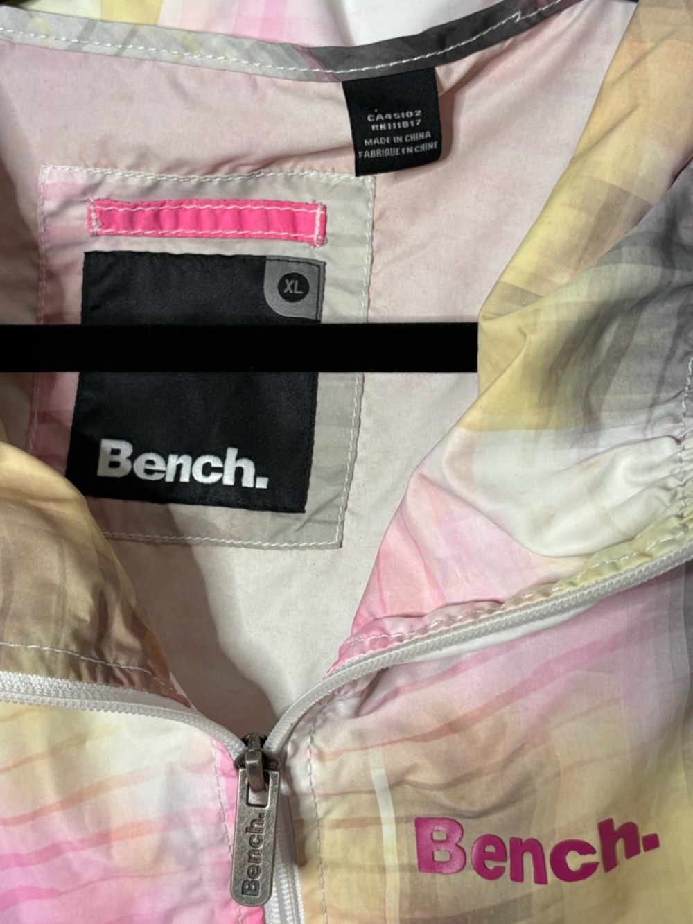 Bench Pink Grey White Yellow Tie Dye Zip Up Jacket XL - Picture 4 of 8